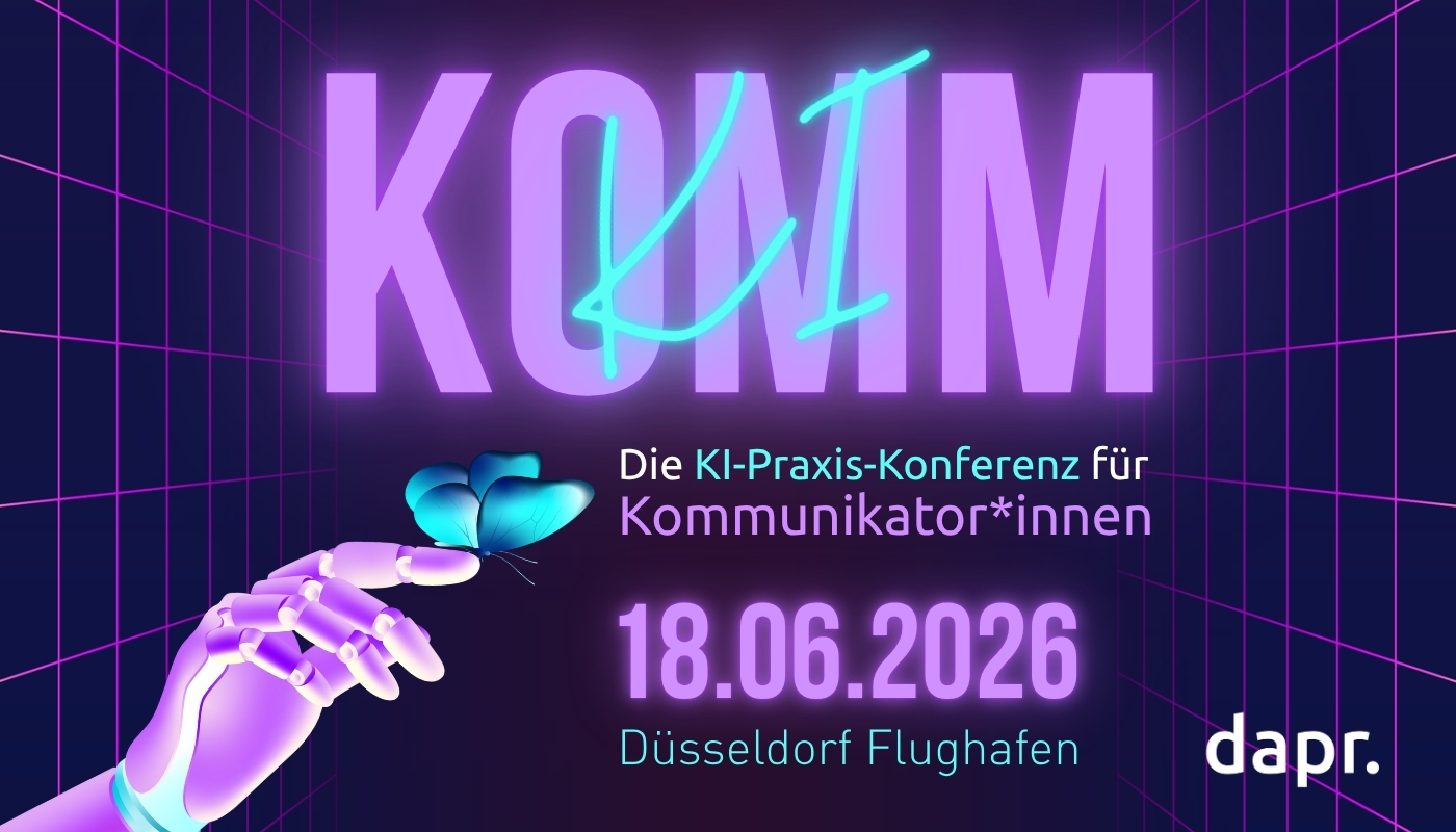 dapr lädt 2026 zur ersten KI.KOMM – der neuen KI-Praxis-Konferenz für Kommunikator*innen